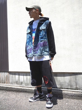 「スウェットショーツ」｜「アイテム（ジャケット/アウター）」を使った、Takuto Itouさん（メンズ・170cm）の夏コーディネート