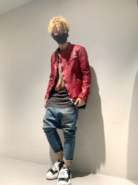 「ISAMU KATAYAMA BACKLASH（イサムカタヤマバックラッシュ）のアイテム（ライダースジャケット）」を使った、Takuto Itouさん（メンズ・170cm）の秋コーディネート