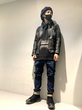 「backlash」｜「アイテム（ライダースジャケット）」を使った、Takuto Itouさん（メンズ・170cm）の冬コーディネート