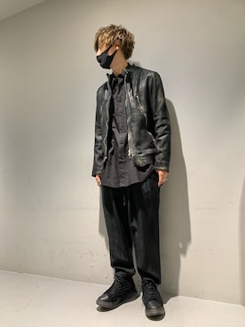 「ISAMU KATAYAMA BACKLASH（イサムカタヤマバックラッシュ）のアイテム（シャツ/ブラウス）」を使った、Takuto Itouさん（メンズ・170cm）の冬コーディネート