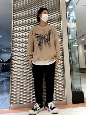 「ISAMU KATAYAMA BACKLASH（イサムカタヤマバックラッシュ）のアイテム（帽子）」を使った、Takuto Itouさん（メンズ・170cm）の冬コーディネート