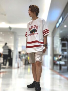 「ISAMU KATAYAMA BACKLASH（イサムカタヤマバックラッシュ）のアイテム（シューズ）」を使った、Takuto Itouさん（メンズ・170cm）の夏コーディネート