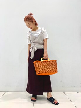 「SENSEOFPLACE」｜「アイテム（アンサンブル）」を使った、MORIOKAさん（レディース・155cm）の夏コーディネート