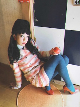 「レトロ」｜「アイテム（セットアップ）」を使った、工藤 鴎芽さん（レディース・154cm）の春コーディネート