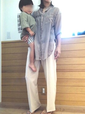 「BRANSHES（ブランシェス）のアイテム（パンツ）」を使った、SHIMAさん（レディース・163cm）の夏コーディネート