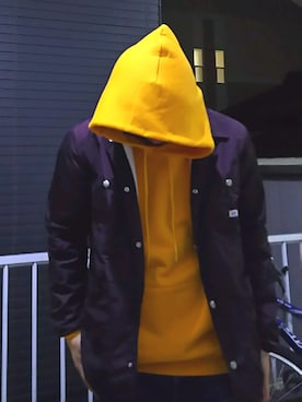 「Champion」｜「アイテム（カバーオール）」を使った、うずらさん（メンズ・170cm）の秋コーディネート