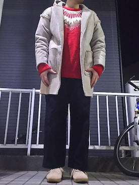 「JOURNAL STANDARD relume（ジャーナルスタンダード　レリューム）のアイテム（ムートンコート）」を使った、うずらさん（メンズ・170cm）の冬コーディネート