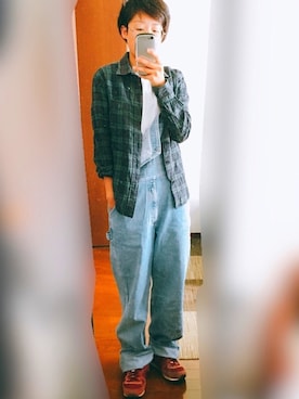 「BOBSON（ボブソン）のアイテム（オールインワン・サロペット）」を使った、鯵さん（レディース・157cm）の秋コーディネート