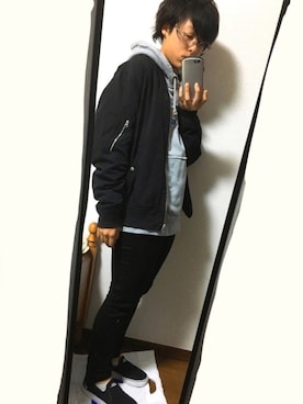 「UNIQLO（ユニクロ）のWOMEN ウルトラストレッチジーンズ（デニムパンツ）」を使った、鯵さん（レディース・157cm）の秋コーディネート