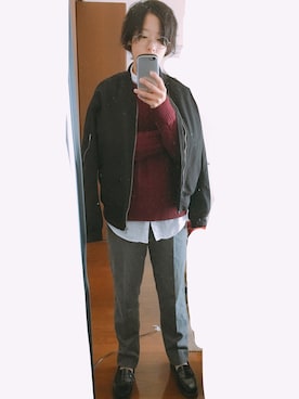 「ツイードパンツ」｜「アイテム（MA-1）」を使った、鯵さん（レディース・157cm）の秋コーディネート