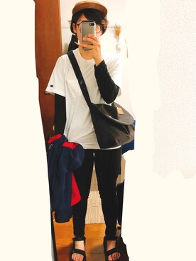 「Alpha Industries（アルファインダストリーズ）のアイテム（キャップ）」を使った、鯵さん（レディース・157cm）の夏コーディネート