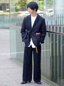 「SUNSEA（サンシー）のアイテム（ジャケット/アウター）」を使った、蘆溝僑さん（メンズ・174cm）の春コーディネート