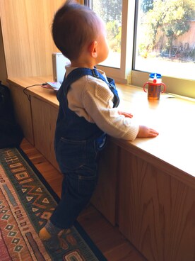「1歳児」｜「アイテム（サロペット/オーバーオール）」を使った、りんとんさん（キッズ・80cm）の冬コーディネート