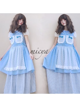 「blue」｜「アイテム（ジャンパースカート）」を使った、三茶さん（レディース・153cm）の夏コーディネート