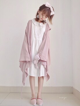 ワンピース ドレスを使った くすみピンク の人気ファッションコーディネート 地域 中国大陸 Wear