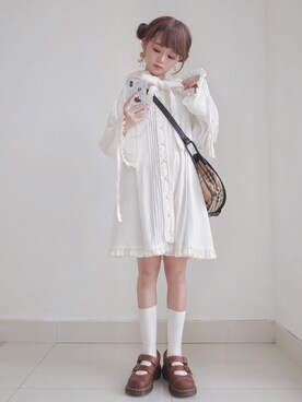 「バーバリー」｜「アイテム（ワンピース/ドレス）」を使った、三茶さん（レディース・153cm）の秋コーディネート
