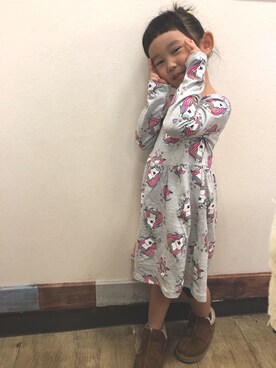 「ユニコーン」｜「アイテム（ワンピース/ドレス）」を使った、myuさん（キッズ・90cm）の秋コーディネート