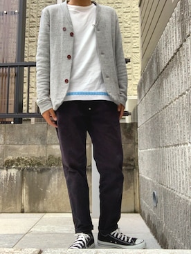 「SCYE BASICS（サイベーシックス）のアイテム（チノパンツ）」を使った、まさむねさん（メンズ・166cm）の秋コーディネート