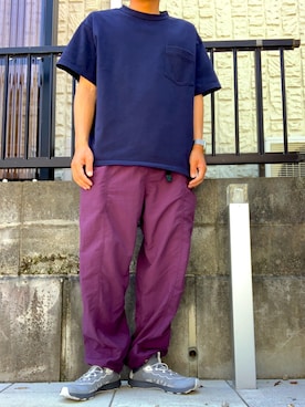 「and wander（アンドワンダー）のアイテム（シューズ）」を使った、まさむねさん（メンズ・166cm）の夏コーディネート