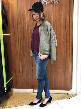 「earth music&ecology（アースミュージックアンドエコロジー）のアイテム（パンプス）」を使った、ひかるさん（レディース・158cm）の秋コーディネート