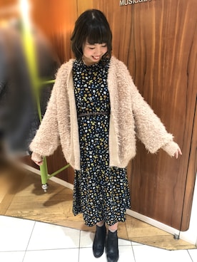 「モコモコカーディガン」｜ひかるさん（レディース・158cm）の秋コーディネート