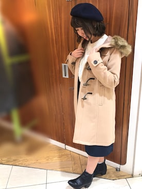 「earth music&ecology（アースミュージックアンドエコロジー）のアイテム（ダッフルコート）」を使った、ひかるさん（レディース・158cm）の秋コーディネート