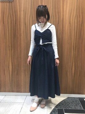「earth music&ecology（アースミュージックアンドエコロジー）のアイテム（ネックレス）」を使った、ひかるさん（レディース・158cm）の春コーディネート