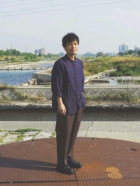 「WYM LIDNM（ウィム バイ リドム）のアイテム（パンツ）」を使った、わむう_wamuさん（メンズ・165cm）の春コーディネート