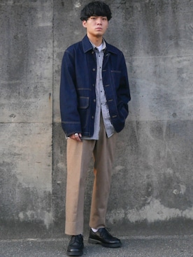「UNIQLO（ユニクロ）のアイテム（デニムジャケット）」を使った、わむう_wamuさん（メンズ・165cm）の秋コーディネート