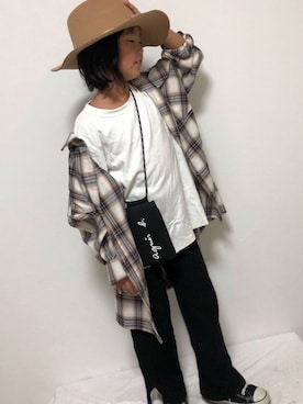 「リブニットパンツ」｜あみさん（キッズ・110cm）の秋コーディネート