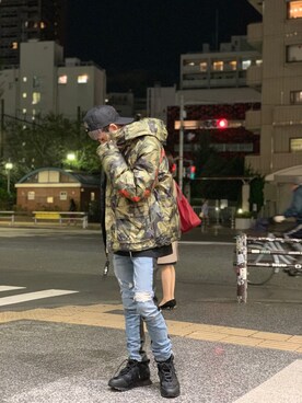 「ストリート服が好き」｜「アイテム（ダウンジャケット/コート）」を使った、そーふぃさん（メンズ・170cm）の秋コーディネート