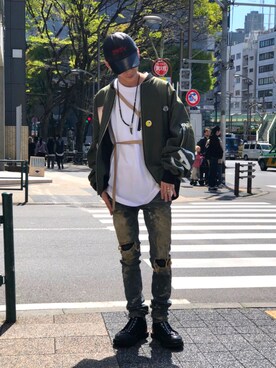 「ROYAL FLASH（ロイヤルフラッシュ）のアイテム（ブルゾン）」を使った、そーふぃさん（メンズ・170cm）の春コーディネート