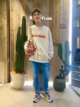 「ROYAL FLASH（ロイヤルフラッシュ）のアイテム（スウェット）」を使った、そーふぃさん（メンズ・170cm）の春コーディネート