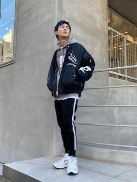 「STUD MUFFIN（スタッドマフィン）のアイテム（パンツ）」を使った、そーふぃさん（メンズ・170cm）の冬コーディネート