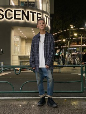 「ISAMU KATAYAMA BACKLASH（イサムカタヤマバックラッシュ）のアイテム（デニムパンツ）」を使った、そーふぃさん（メンズ・170cm）の春コーディネート