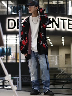 「BOW WOW（バウワウ）のアイテム（デニムパンツ）」を使った、そーふぃさん（メンズ・170cm）の春コーディネート