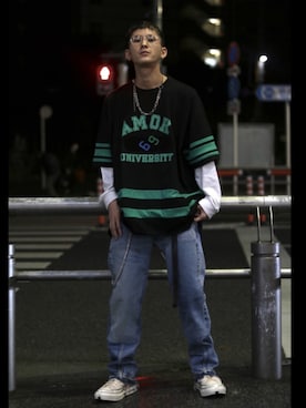 「BOW WOW（バウワウ）のアイテム（デニムパンツ）」を使った、そーふぃさん（メンズ・170cm）の春コーディネート