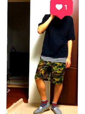 「アイテム（スリッポン、その他）」を使った、Yumaさん（メンズ・180cm）の夏コーディネート