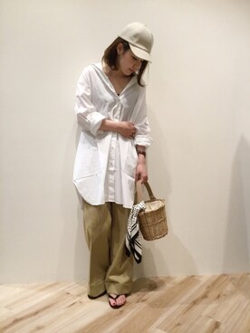「花見」｜「アイテム（チノパンツ）」を使った、sa-kiiさん（レディース・159cm）の春コーディネート