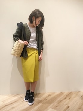 「Casselini（キャセリーニ）のアイテム（かごバッグ）」を使った、sa-kiiさん（レディース・159cm）の春コーディネート