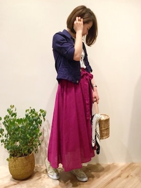 「Moname（モナーム）のアイテム（ジャケット/アウター）」を使った、sa-kiiさん（レディース・159cm）の春コーディネート