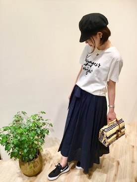 「Moname（モナーム）のアイテム（トップス）」を使った、sa-kiiさん（レディース・159cm）の春コーディネート