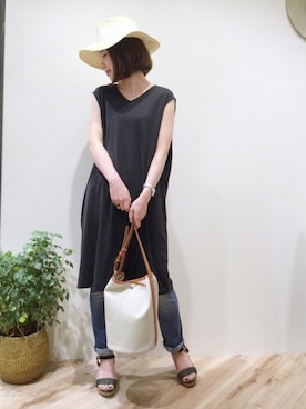 「Moname（モナーム）のアイテム」を使った、sa-kiiさん（レディース・159cm）の春コーディネート