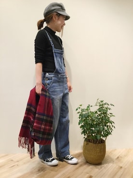 「Moname（モナーム）のアイテム（オールインワン・サロペット）」を使った、sa-kiiさん（レディース・159cm）の秋コーディネート
