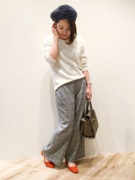 「冬」｜「アイテム（パンプス、オレンジ系）」を使った、sa-kiiさん（レディース・159cm）の冬コーディネート