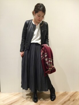 「Moname（モナーム）のアイテム（ジャケット/アウター）」を使った、sa-kiiさん（レディース・159cm）の冬コーディネート