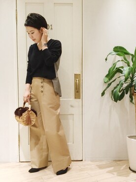 「Casselini（キャセリーニ）のアイテム（かごバッグ）」を使った、sa-kiiさん（レディース・159cm）の秋コーディネート