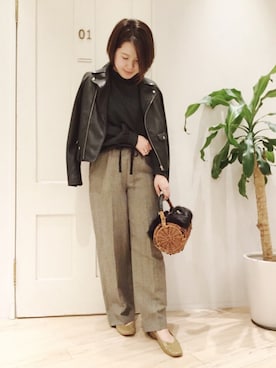 「Casselini（キャセリーニ）のアイテム（かごバッグ）」を使った、sa-kiiさん（レディース・159cm）の秋コーディネート