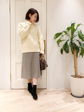 「ゆるニット」｜「アイテム（ブーティ）」を使った、sa-kiiさん（レディース・159cm）の秋コーディネート