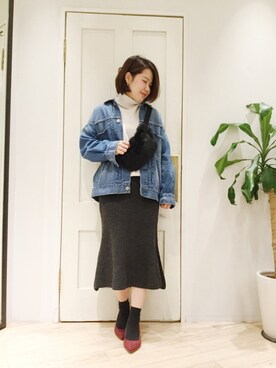 「Moname（モナーム）のアイテム（ジャケット/アウター）」を使った、sa-kiiさん（レディース・159cm）の冬コーディネート